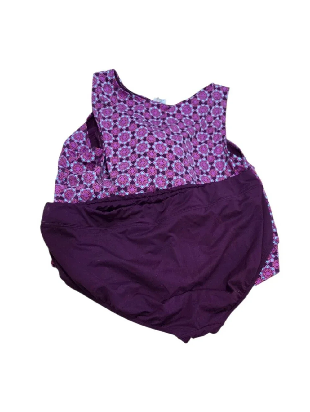 Lands End Tankini 24W Purple Floral 2 Piece Swimsuit Plus Size Swimwear Brief